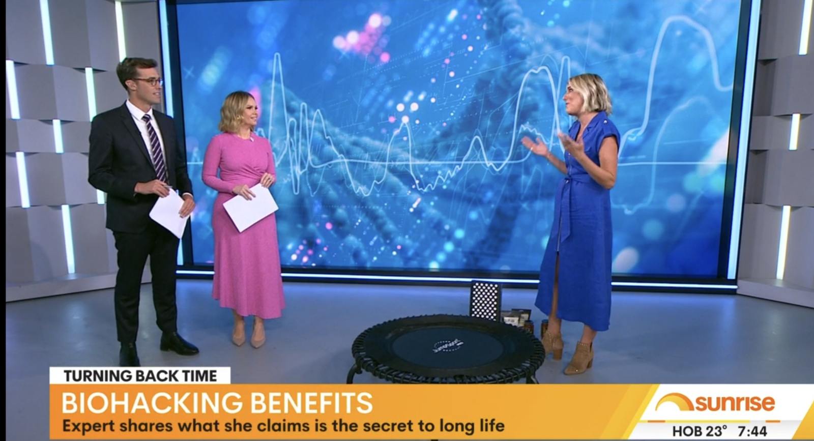 Camilla Thompson on Sunrise TV discussing biohacking benefits
